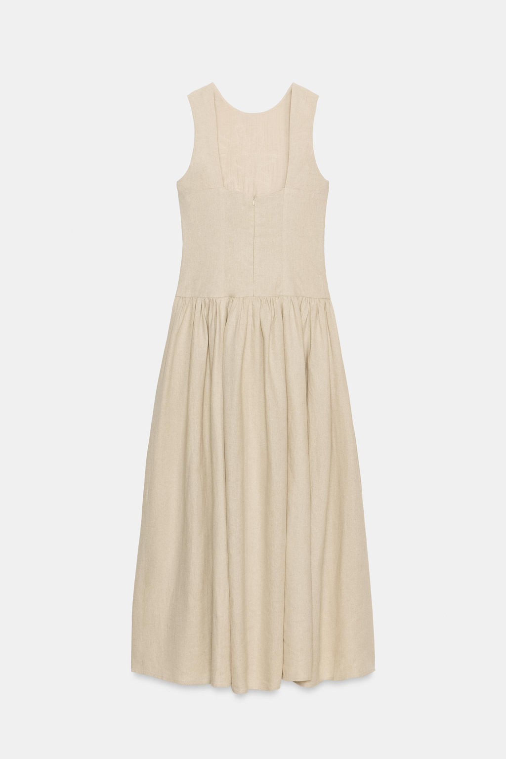 VESTIDO MIDI COMBINADO CON LINO / Beige claro - Zara фото 9