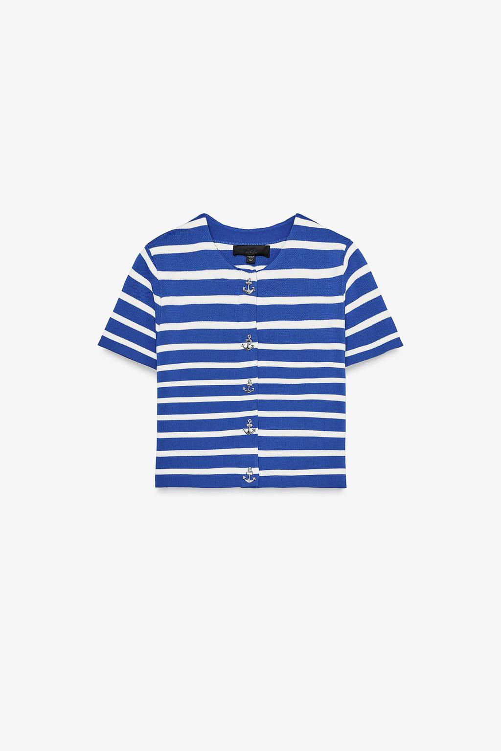 STRIPED KNIT SHORT SLEEVE CARDIGAN - Zara фото 4