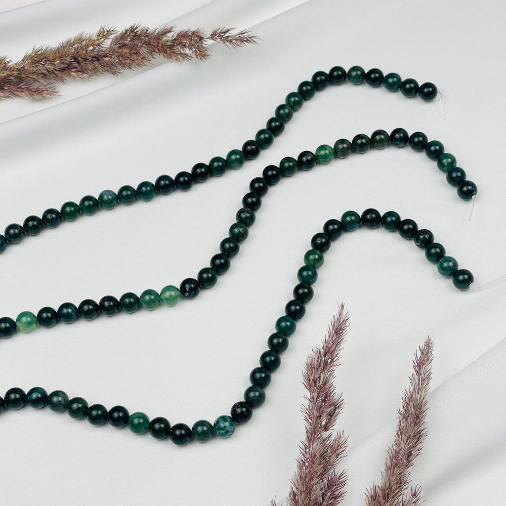 Бусины для украшений из Мохового агата (43 бусины)