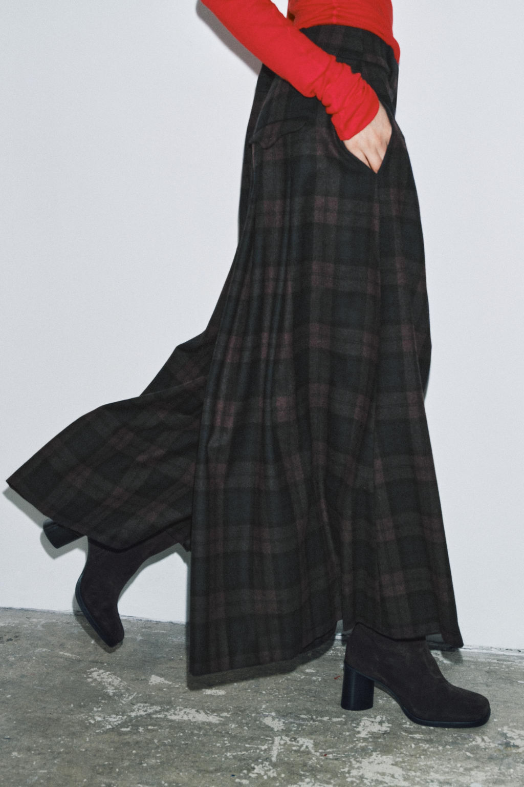 ZW COLLECTION CHECKED WOOL BLEND TROUSERS - Zara фото 4