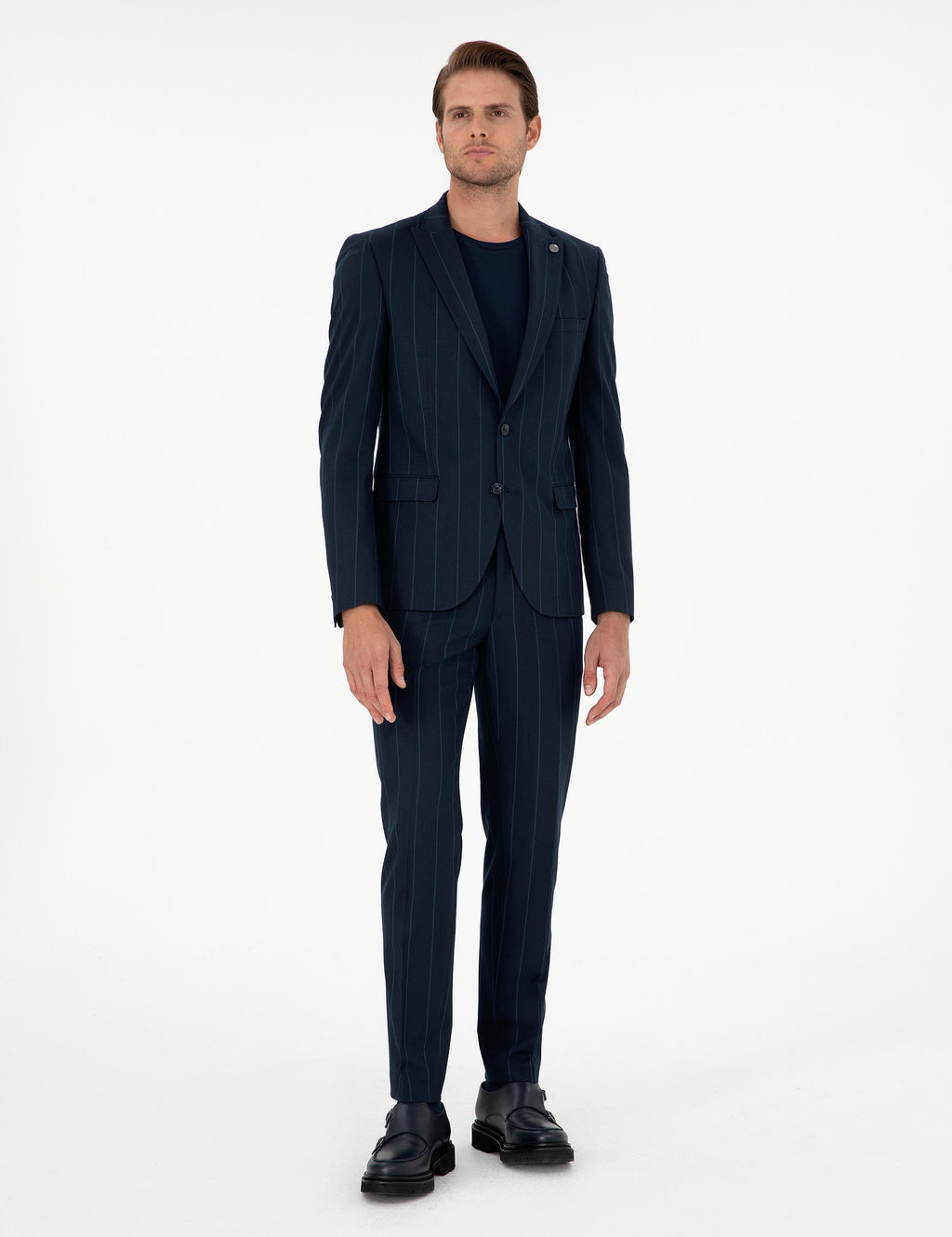 Lacivert Ex. Slim Fit _izgili Tak_m Elbise