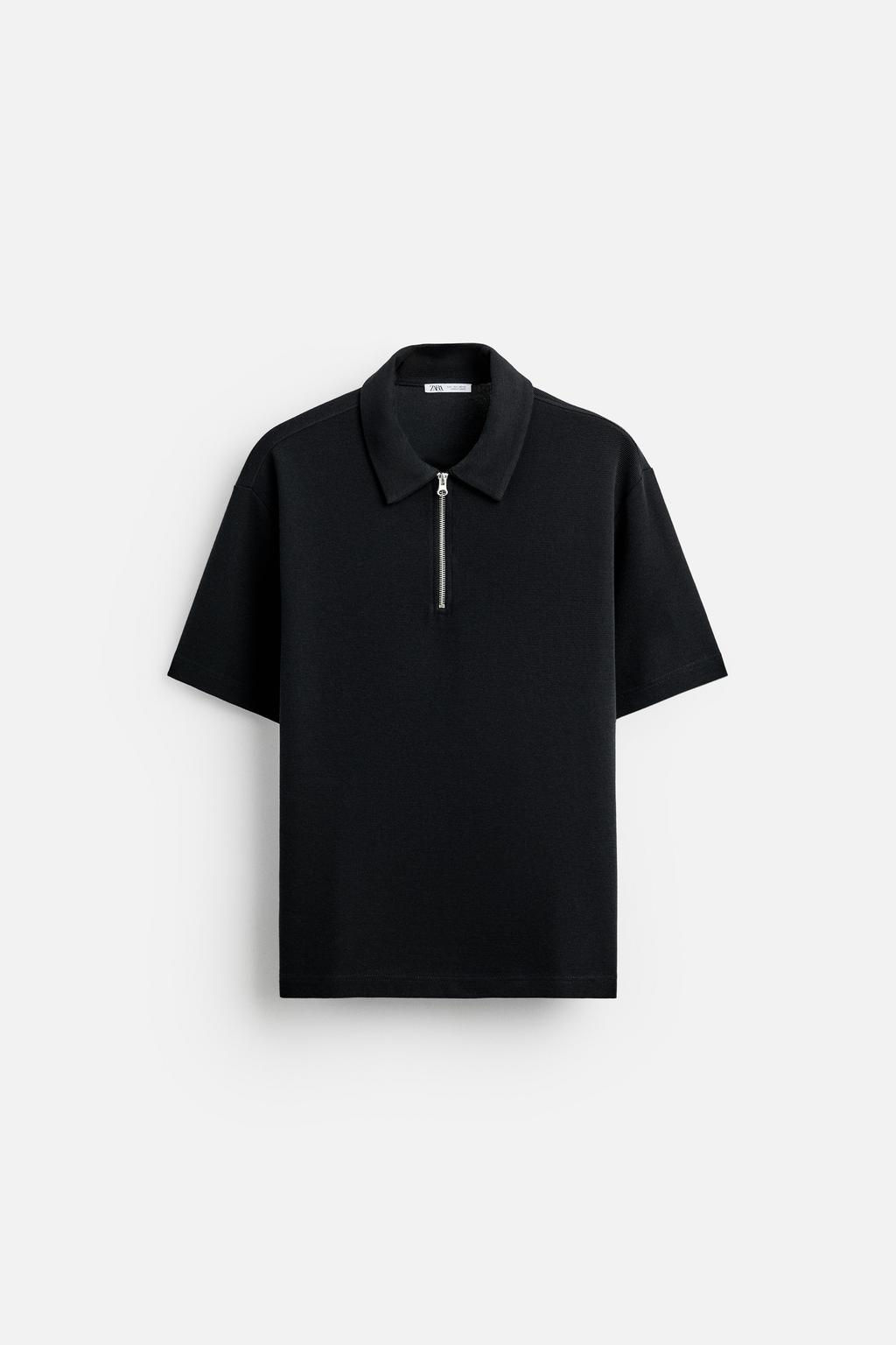 TEXTURED WEAVE POLO SHIRT WITH ZIP - Zara фото 24