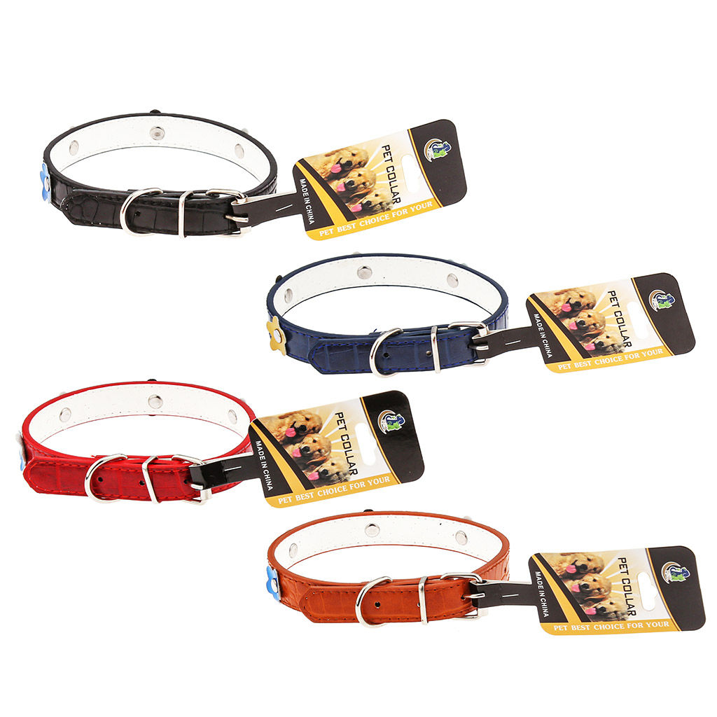 Пэт тойс (Pet toys) Ошейник для собаки Цветы 1,9х45см, металлическая застежка, под кожу, с декором, на картоне, цвета в ассортименте: красный, синий, черный, коричневый (Китай)  фото 4