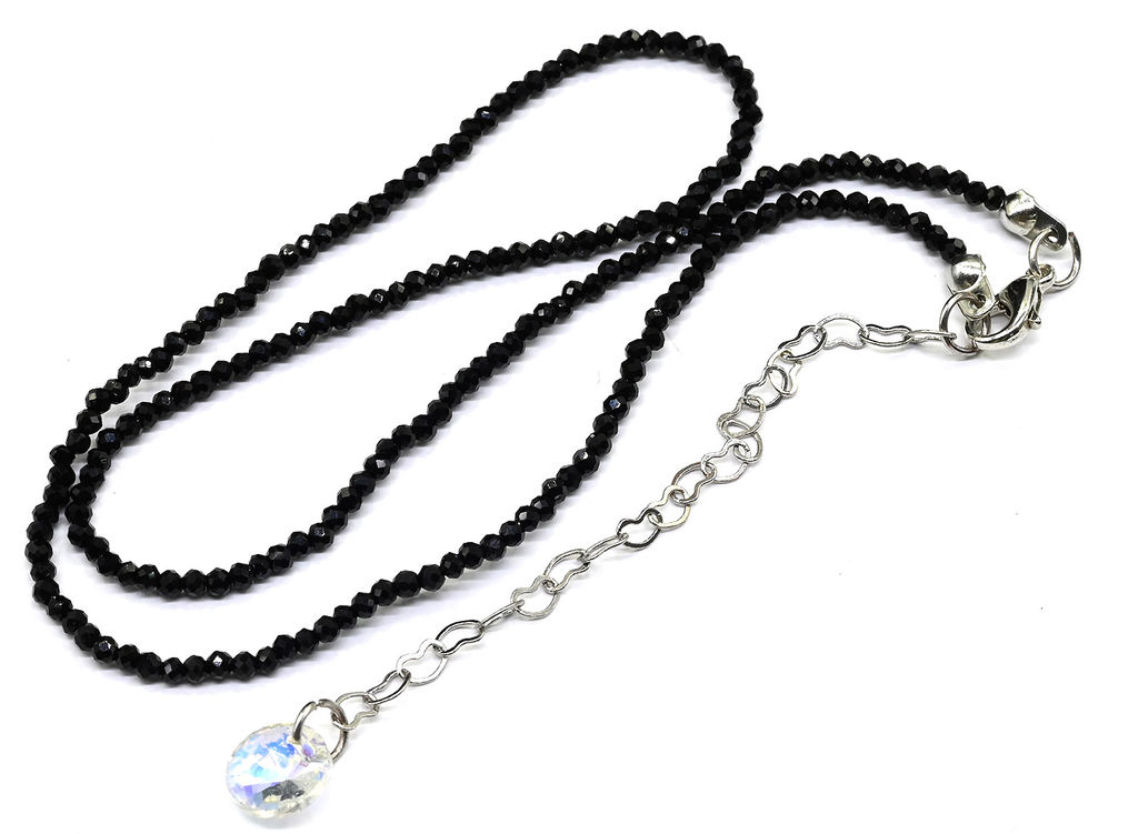 Чокер на шею женский из циркона шарик граненый 2мм цвет черный, 39см