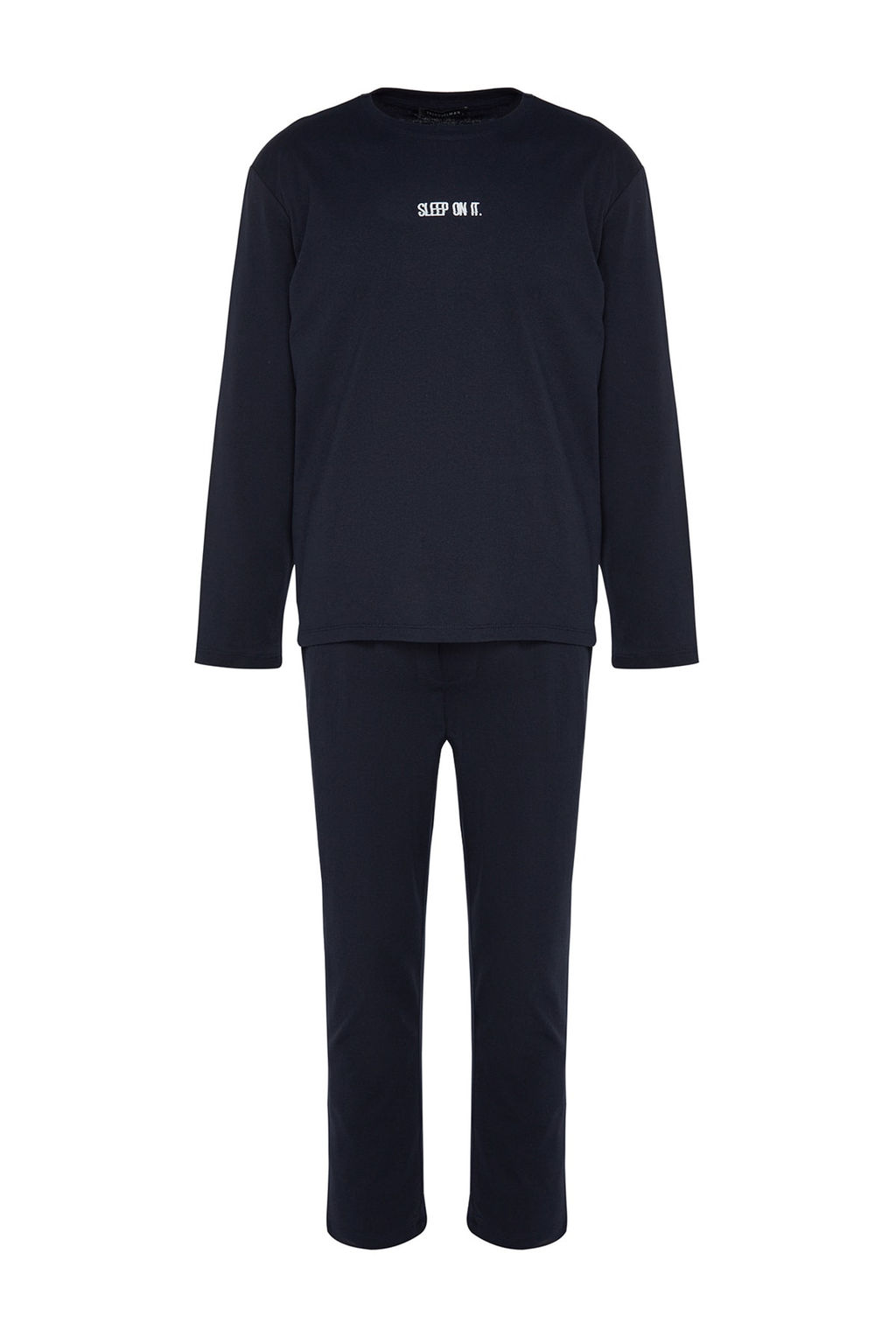TRENDYOL MAN Lacivert Regular Fit Bask?l? Orme Pijama Tak?m? TMNAW24PT00005 - Trendyolmilla фото 14