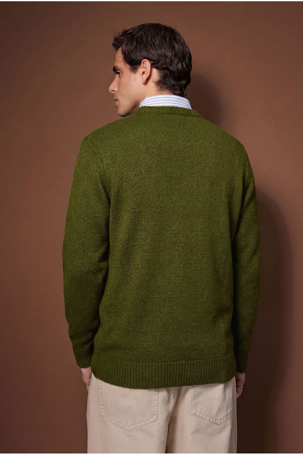 Haki Relaxed Bisiklet Yaka Kazak TMNAW26KZ00012