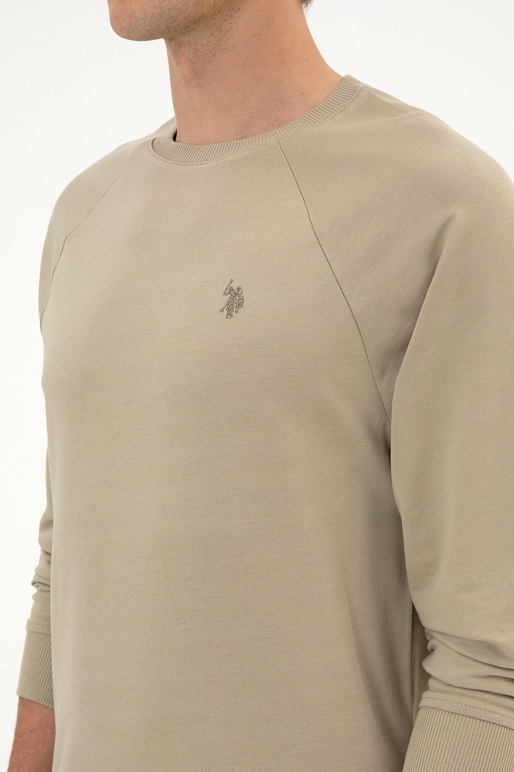 Erkek A__k Haki Basic Sweatshirt Sepette S_rpriz _ndirim