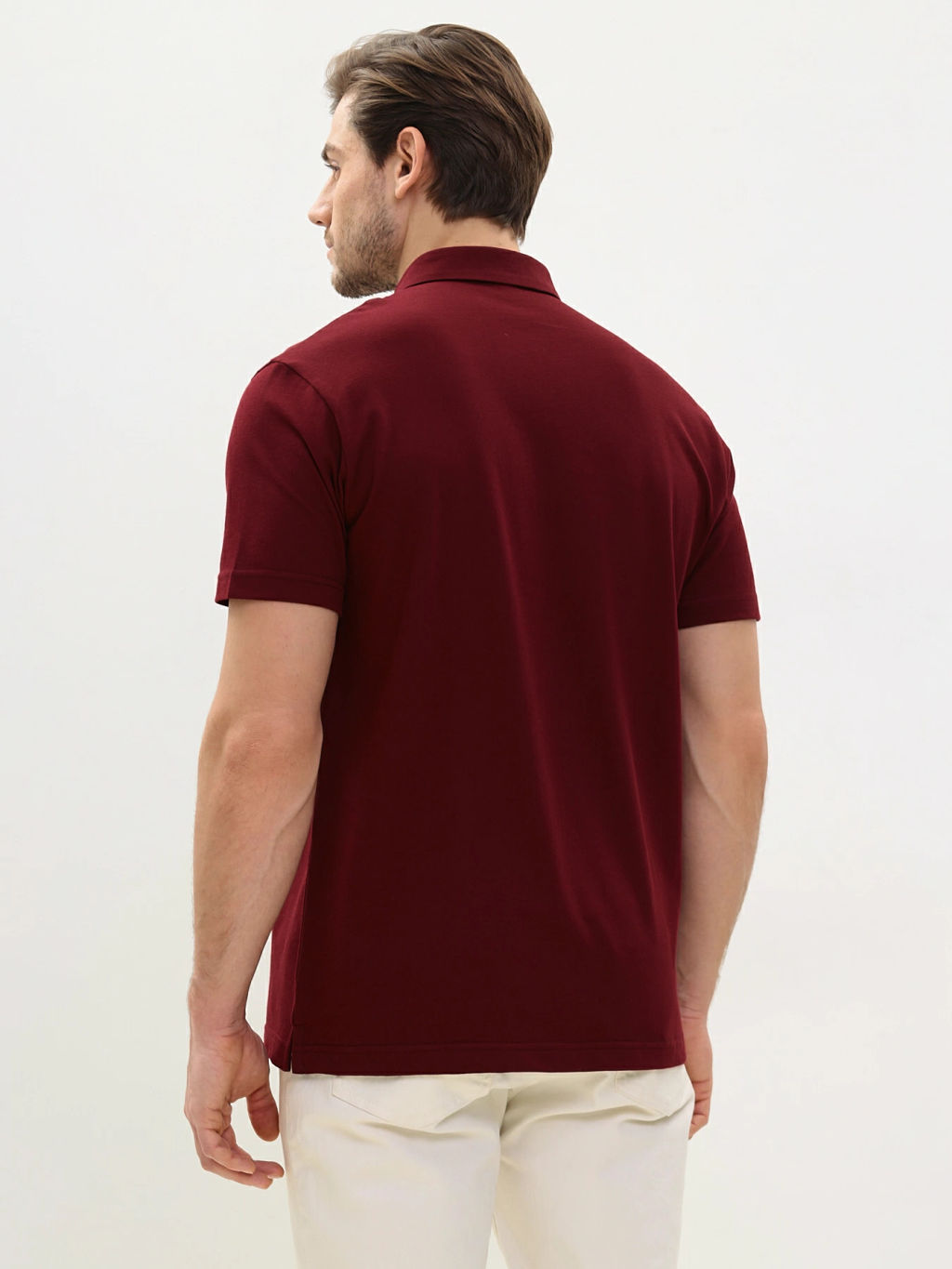 Джемпер мужской с воротником поло короткий рукав GREG G144-PO1246T-SA2081 (бордо)  фото 5