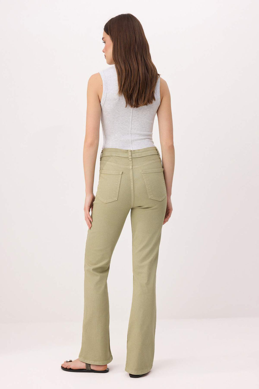 Ekru Yuksek Bel Ekstra Esnek Flare Ispanyol Paca Jeans TWOSS26JE00174 - Trendyolmilla фото 6