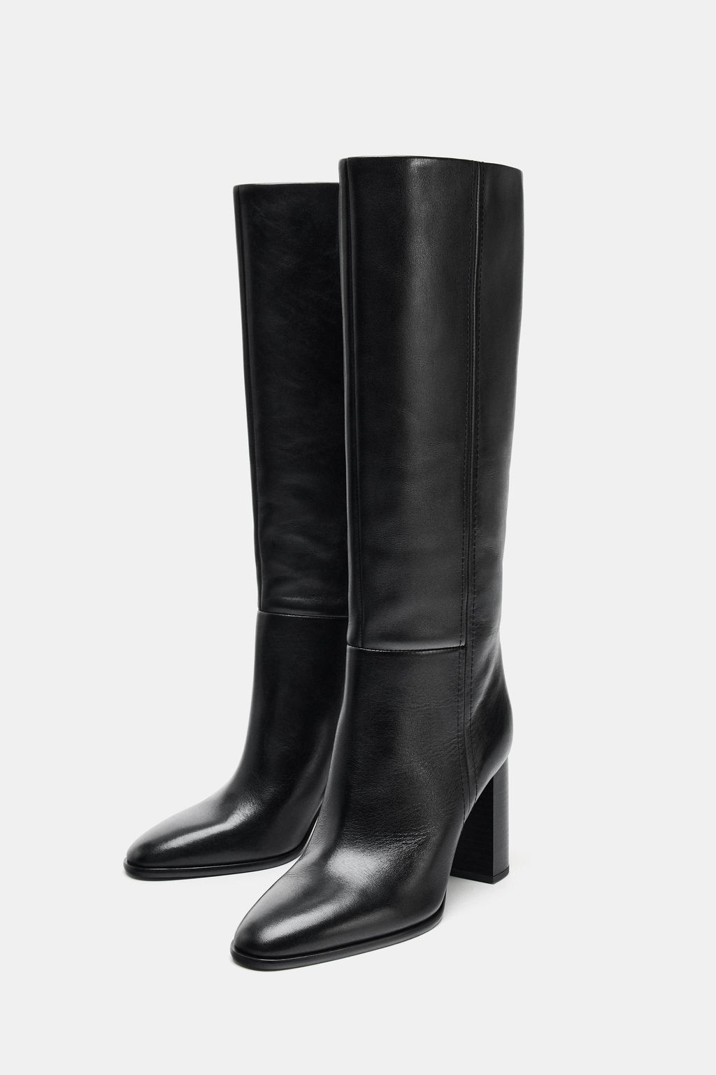 LEATHER HIGH-HEEL KNEE-HIGH BOOTS