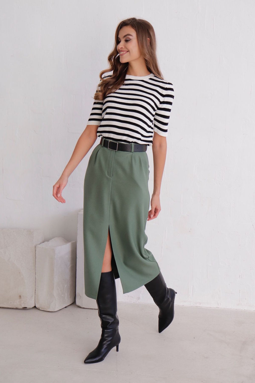 11721 Юбка миди-макси в приглушённом зелёном - Martichelli фото 6