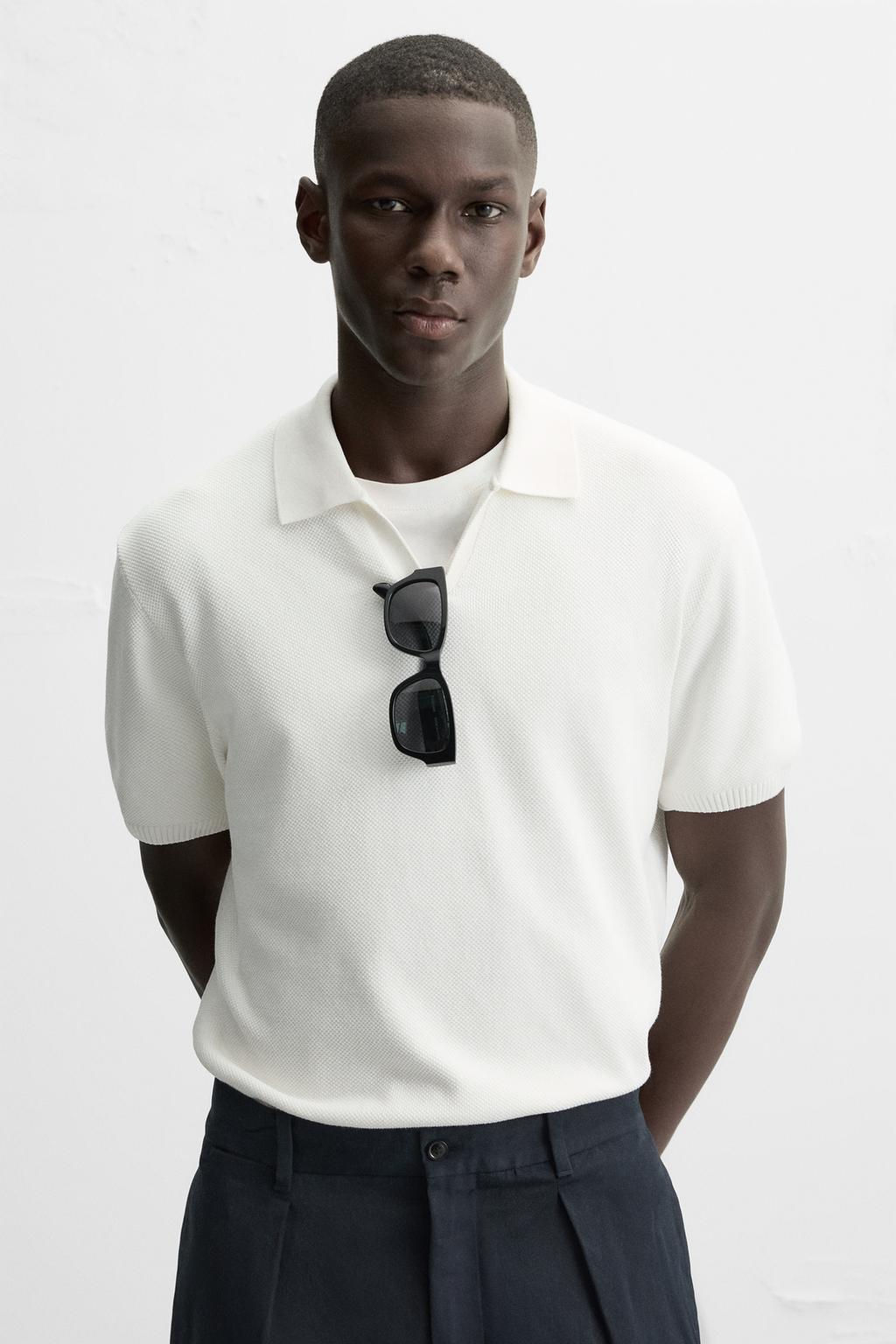 TEXTURED KNIT POLO SHIRT - Zara фото 24