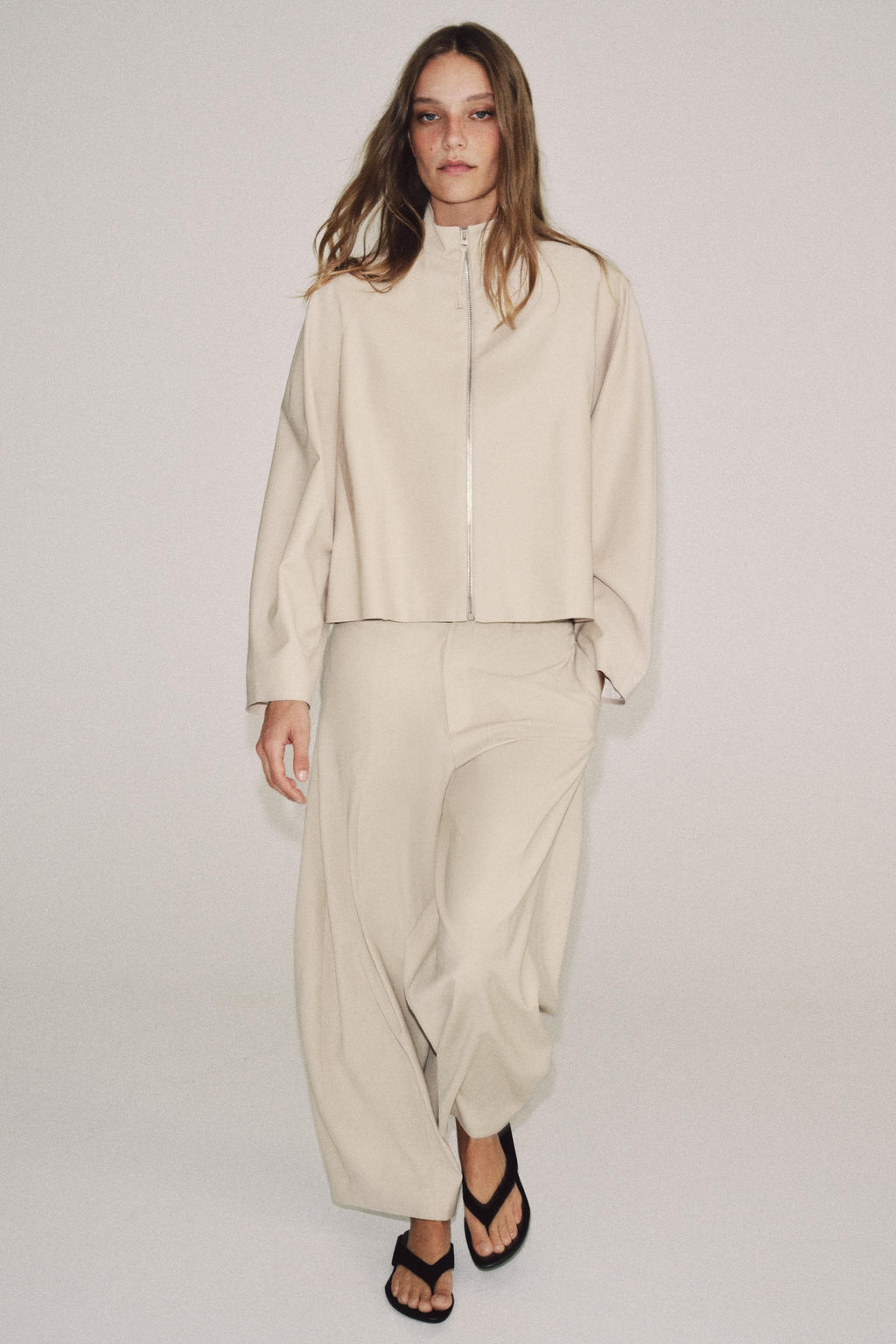 PANTAL?N BALLOON MEZCLA LANA ZW COLLECTION / Beige