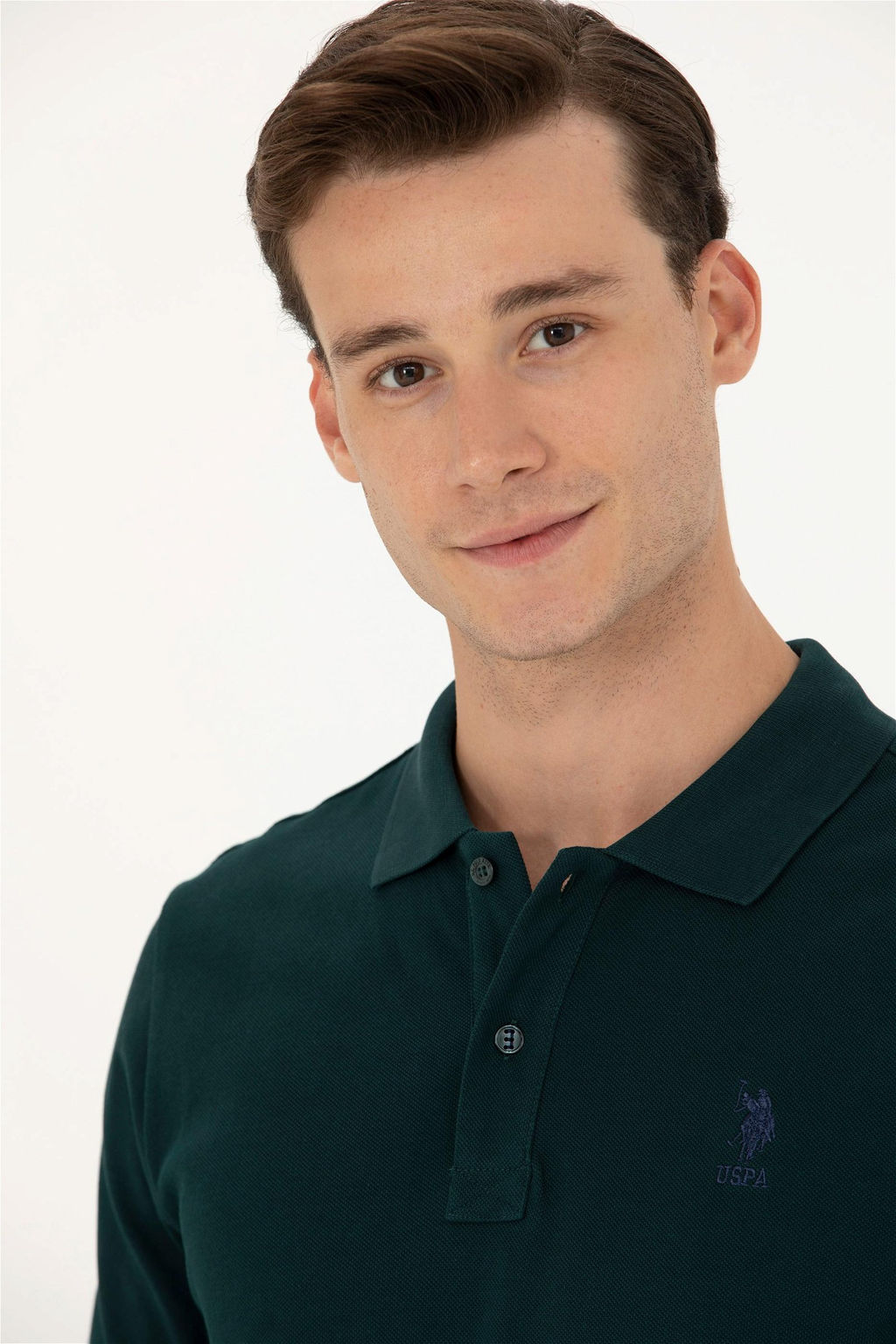 U. S. Polo Assn Мужская темно-зеленая базовая толстовка с воротником поло - U.s. polo assn фото 2