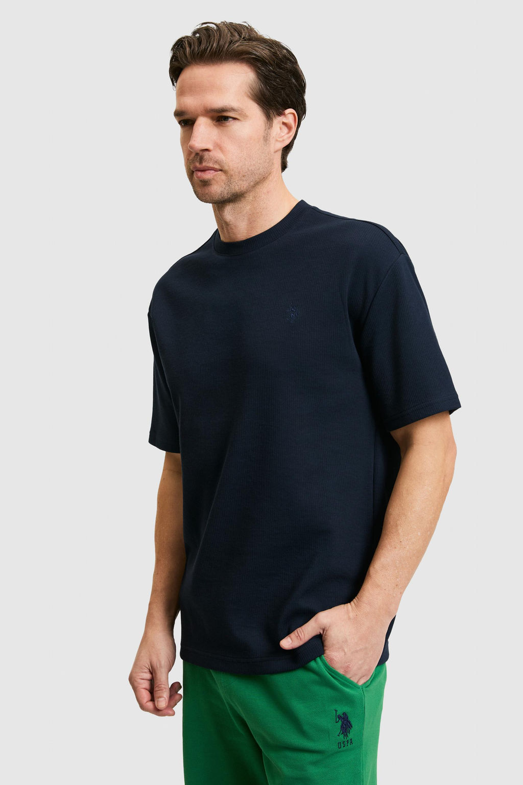 Erkek Comfort Fit Bisiklet Yaka Lacivert Ti__rt