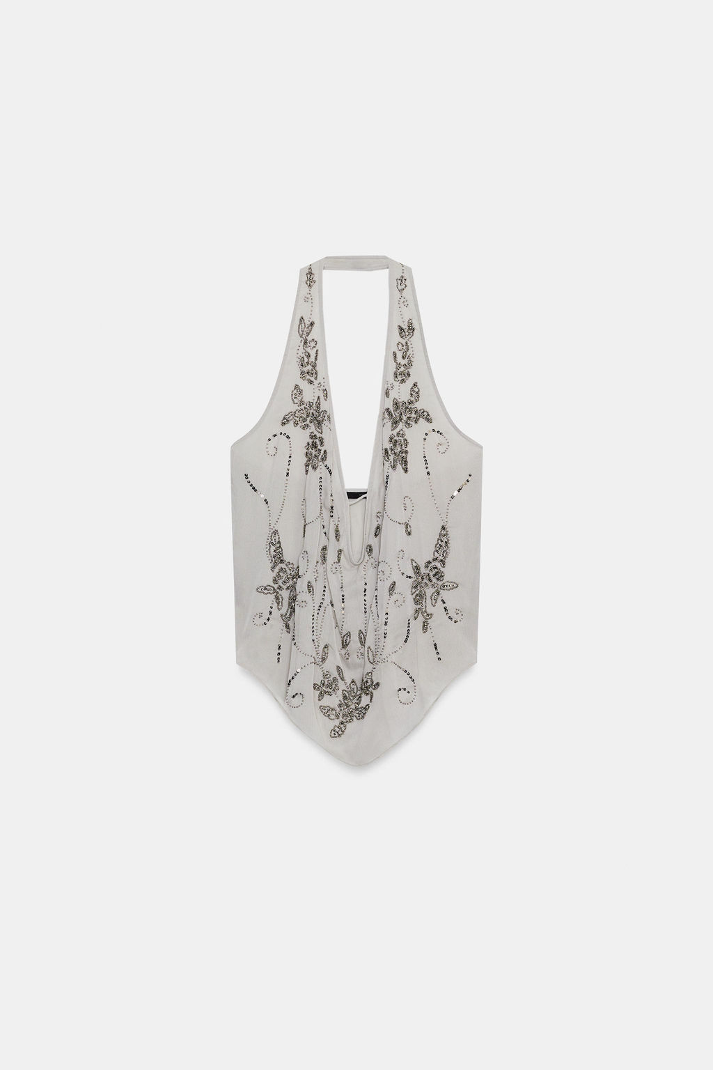TOP HALTER ABALORIOS / Gris