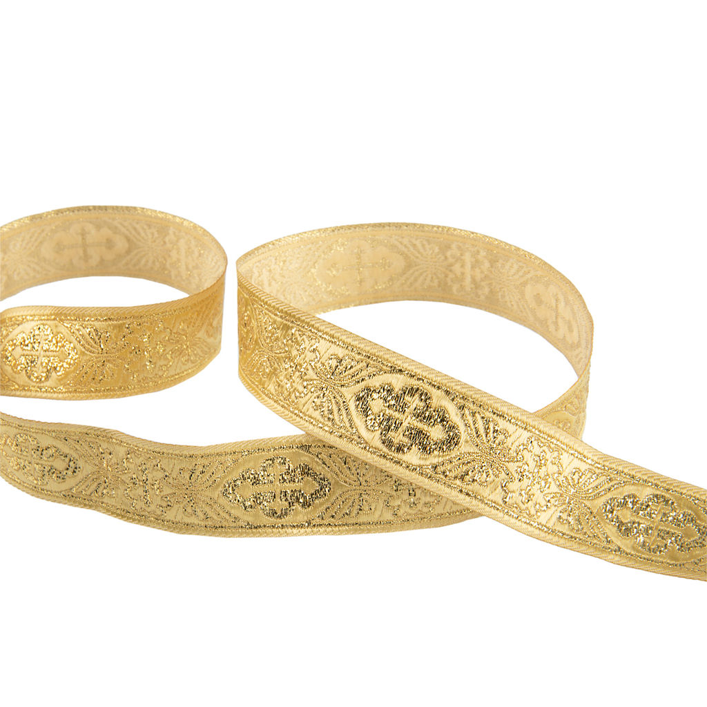 Лента жаккардовая 25 мм Gamma TRJ-65 металл. 10 м отделочная(галун православный)