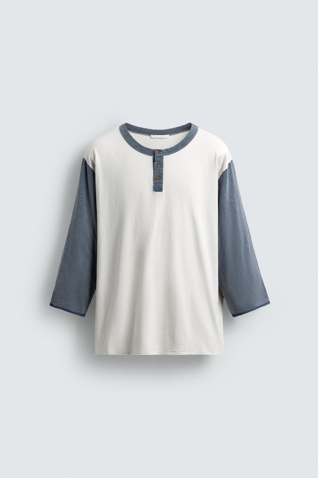 COLOUR BLOCK T-SHIRT WITH BUTTONED NECK - Zara фото 7