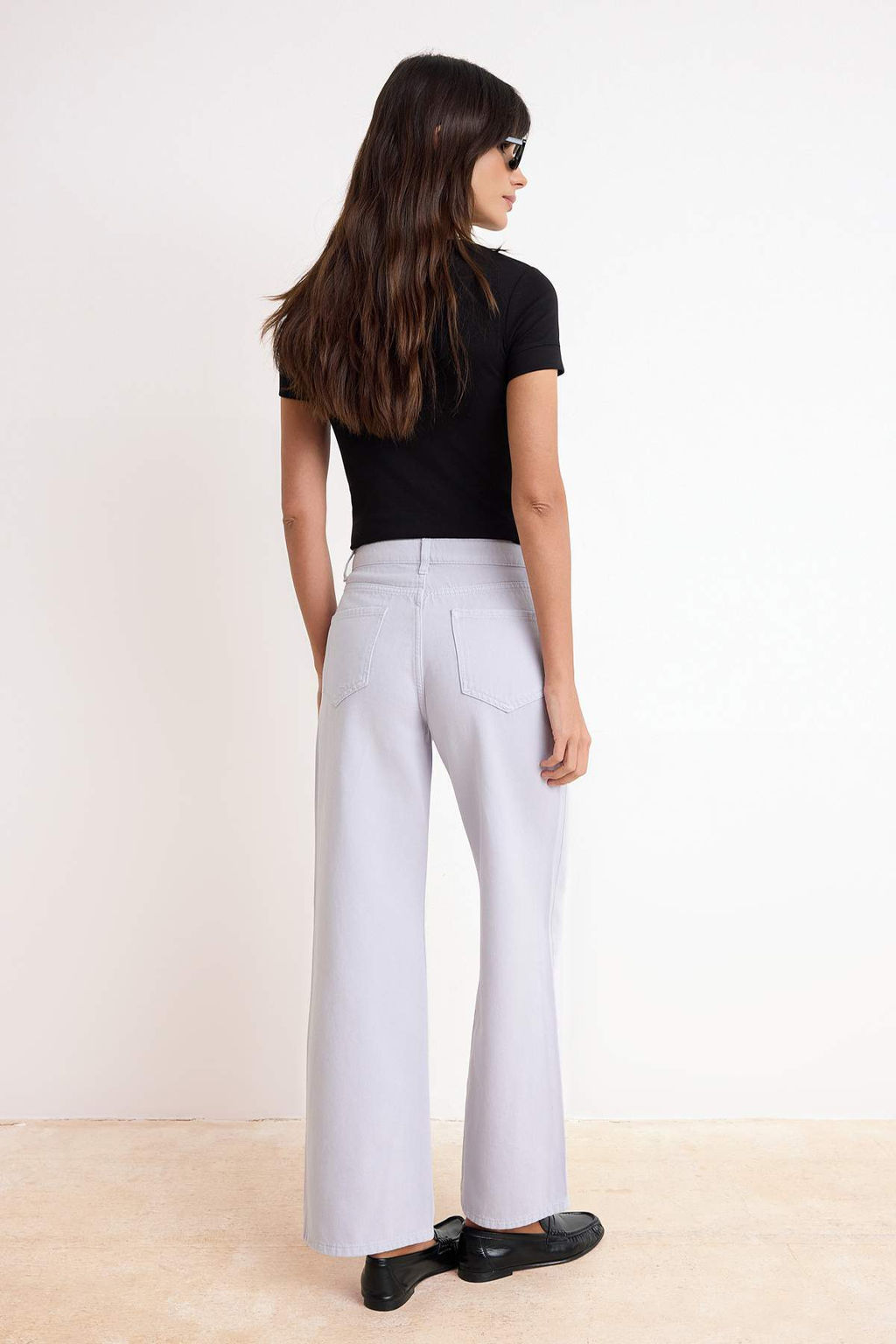 Bej DOKUMLU Yuksek Bel %100 Pamuk Wide Leg Jeans TWOSS26JE00216 - Trendyolmilla фото 8