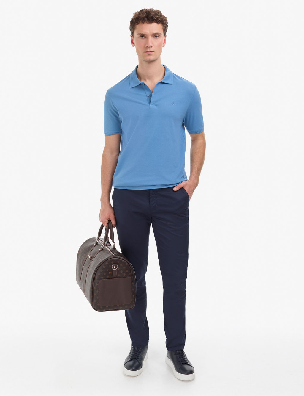 Koyu Mavi Regular Fit %100 Pamuk K_vr_lmaz Polo Yaka Basic Ti__rt