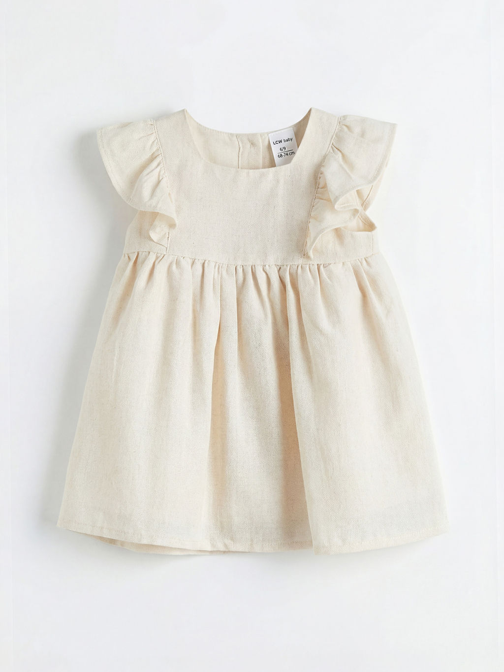 Kare Yaka F?rf?r Detayl? K?z Bebek Elbise