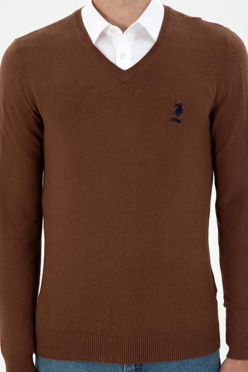 Мужской коричневый базовый свитер Неожиданная скидка в корзине - U.s. polo assn фото 6
