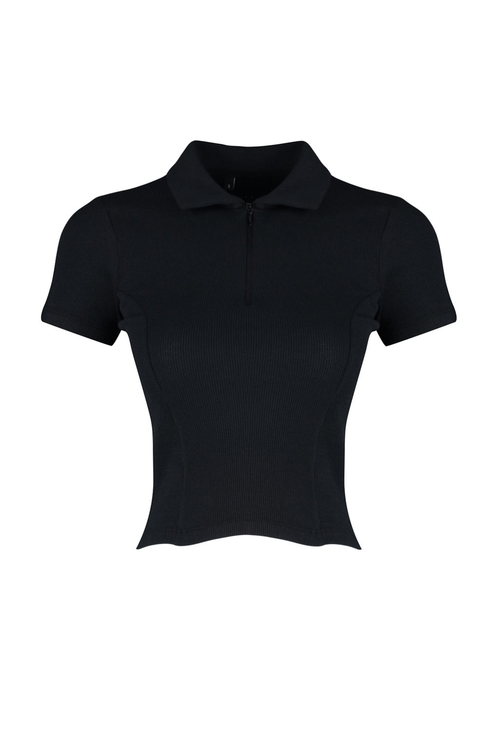 Siyah Fitilli Dikis Detayl? Polo Yaka Crop Esnek Orme Bluz TWOSS24BZ00366 - Trendyolmilla фото 7