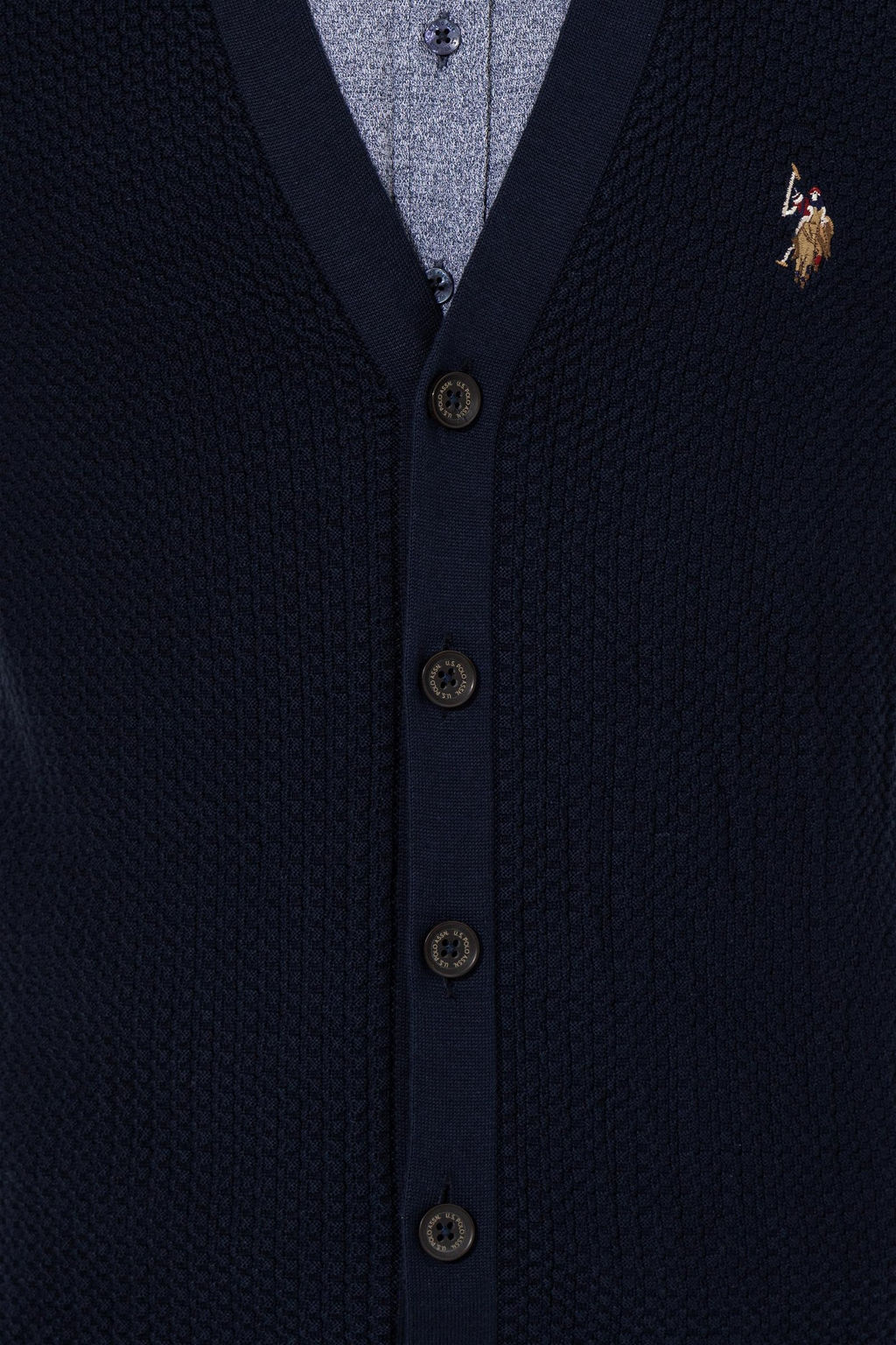 Мужской темно-синий базовый трикотажный кардиган Неожиданная скидка в корзине - U.s. polo assn фото 6