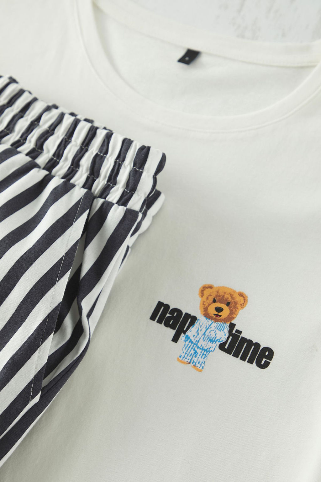 TRENDYOL MAN Mavi Ekru Cizgili Regular Fit Couple/Cift Orme Sortlu %100 Pamuklu Pijama Tak?m? TMNSS24PT00017 - Trendyolmilla фото 18