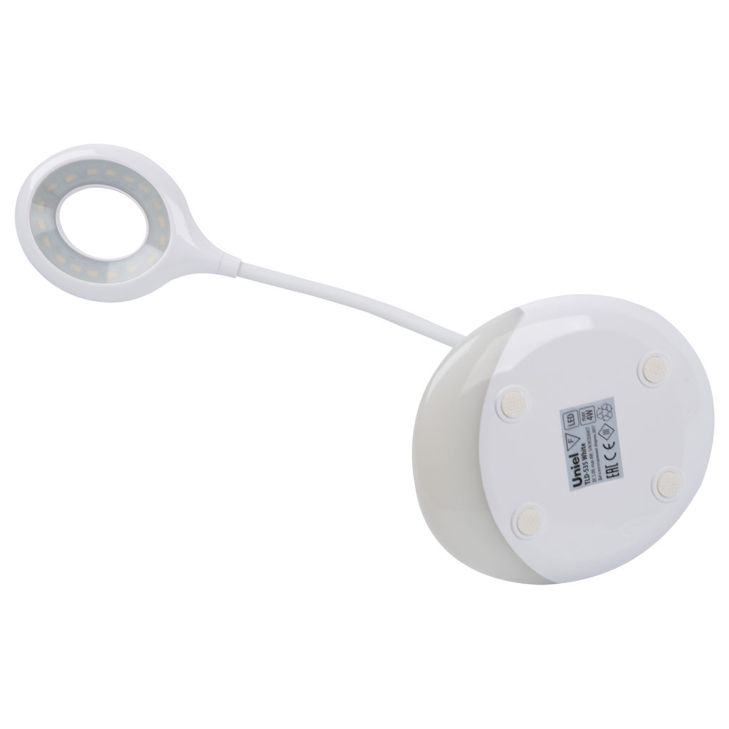 TLD-535 White/LED/250Lm/5500K/Dimmer Светильник настольный с ночником RGB, 4W. Встроенный аккумулятор 1800mAh. Сенсорный выключатель. Белый. TM Uniel.