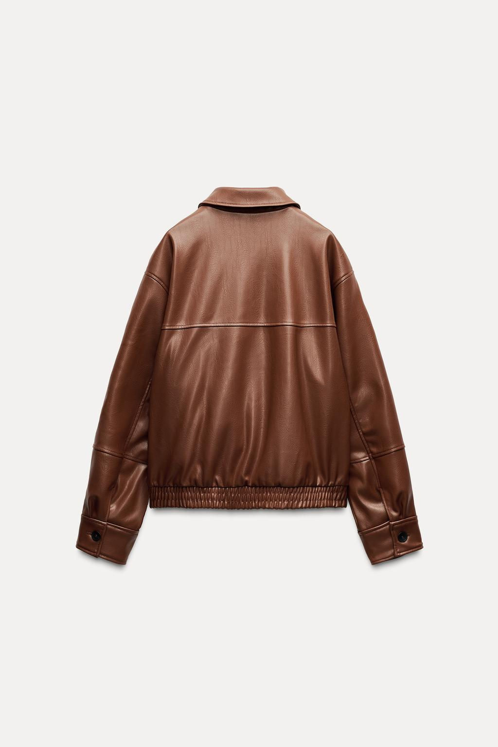 LEATHER EFFECT BOMBER JACKET - Zara фото 6