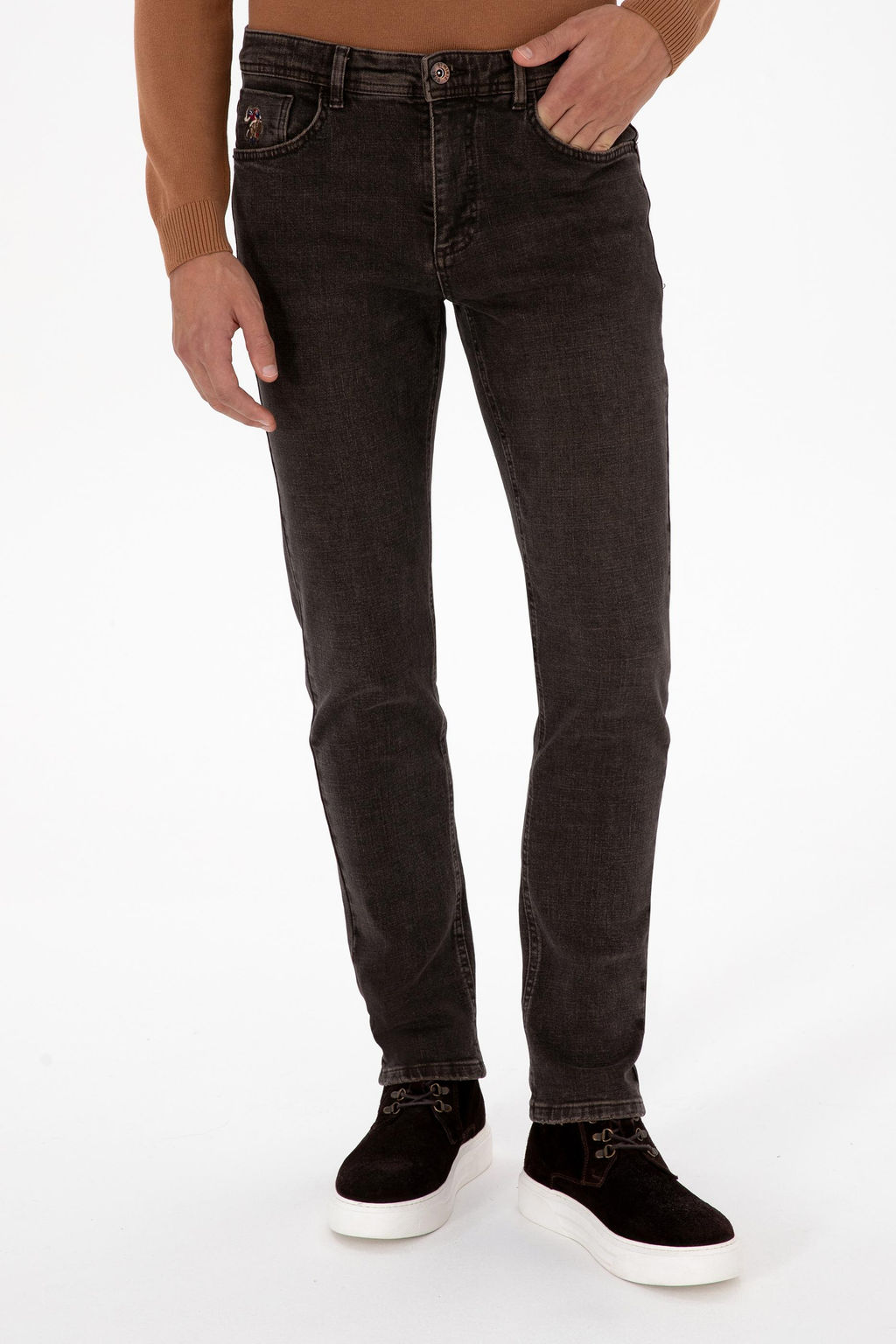 Джинсы коричневые slim fit из хлопка