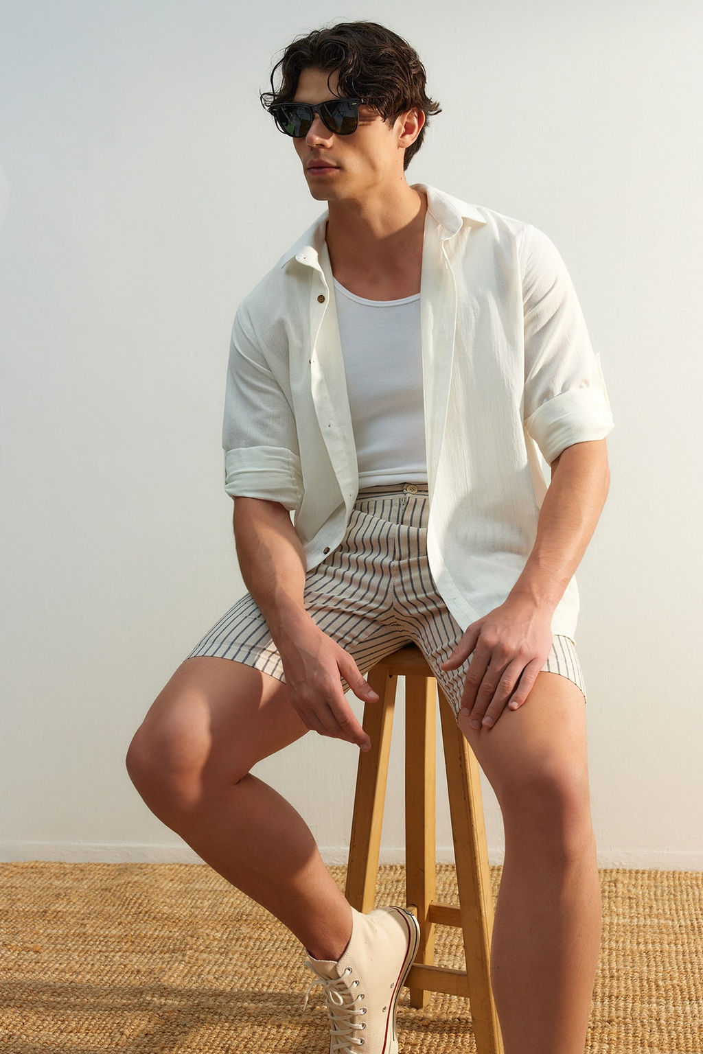 TRENDYOL MAN Haki Regular Fit Apoletli Burusuk Efektli Keten Gorunumlu Gomlek TMNSS23GO00061 - Trendyolmilla фото 14