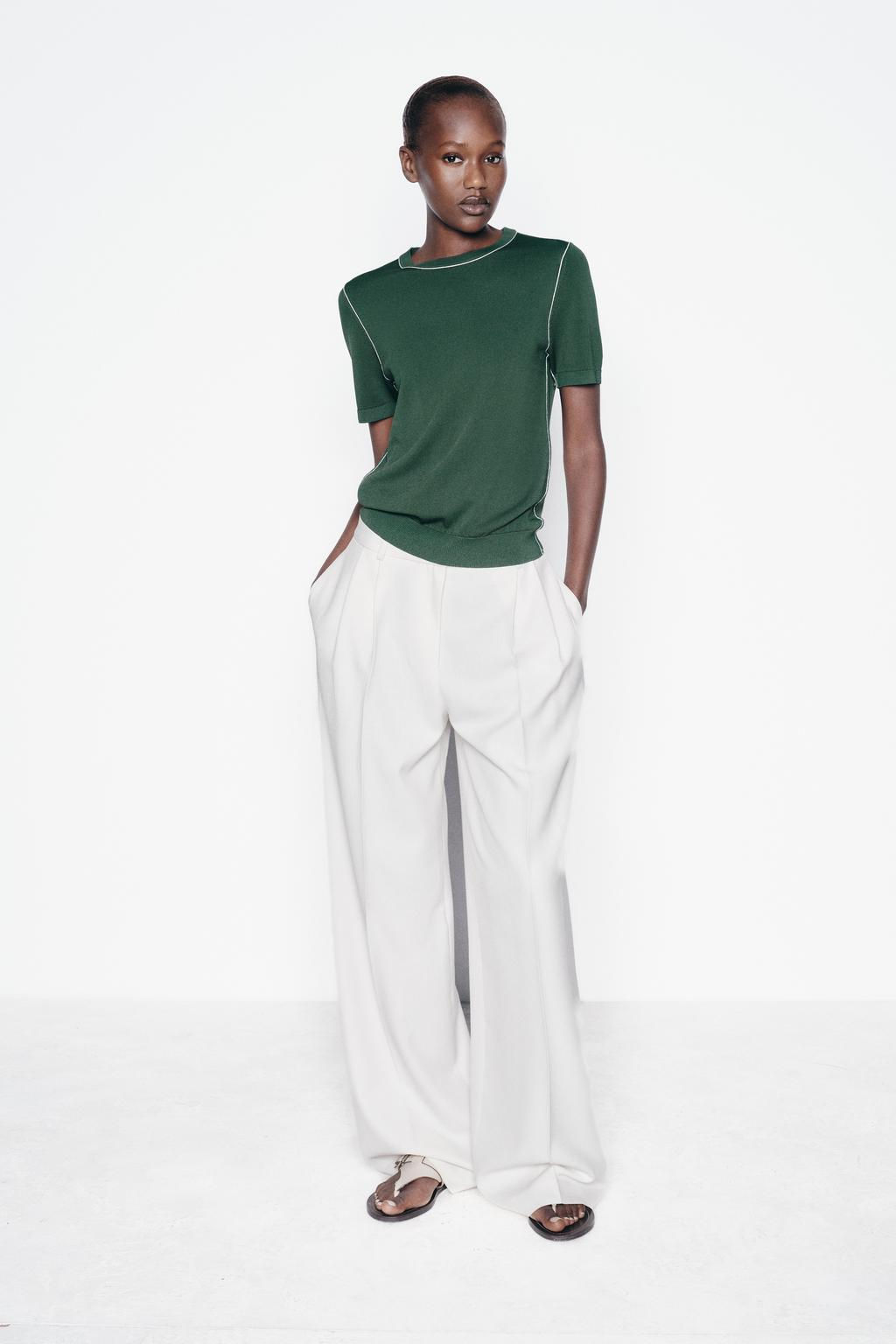 PLAIN KNIT TOP WITH CONTRAST TRIMS - Zara фото 17