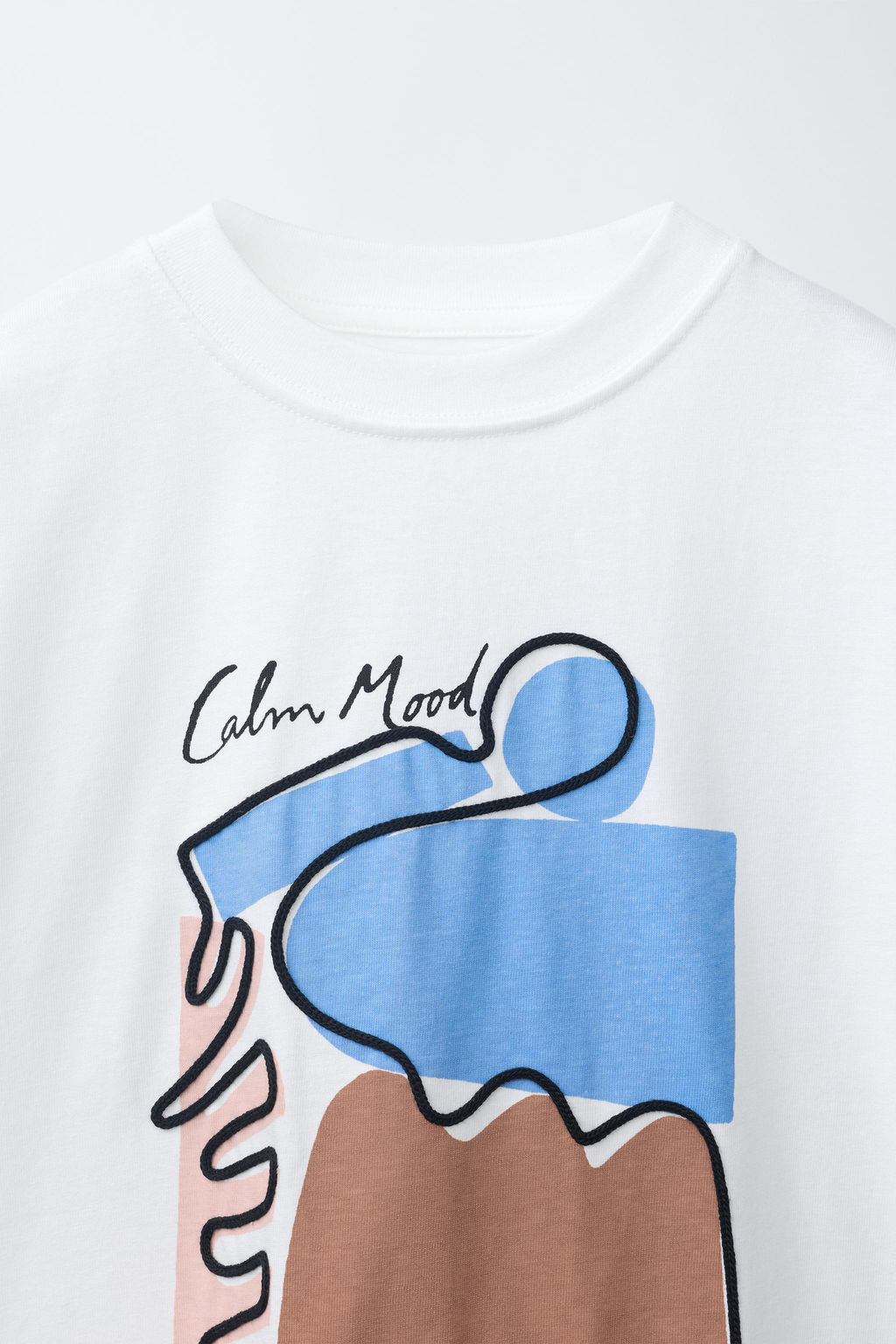 CAMISETA ESTAMPADO CORD?N BORDADO / Blanco roto - Zara фото 3