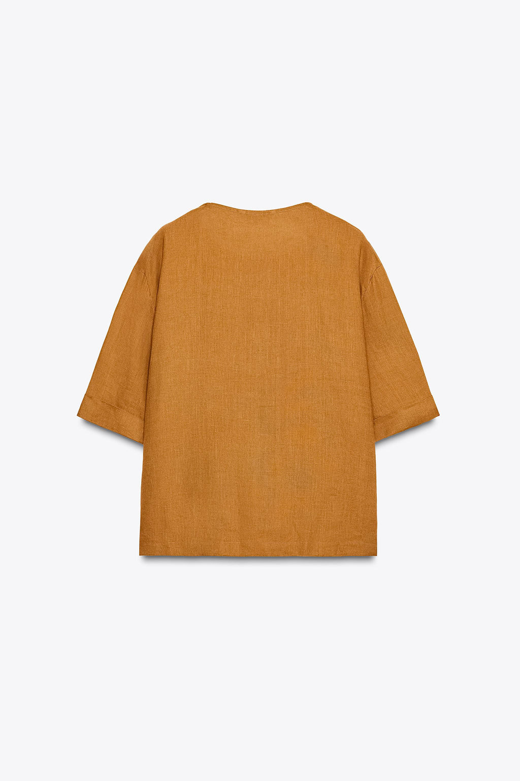 ZW COLLECTION LINEN SHORT SLEEVE TOP - Zara фото 7