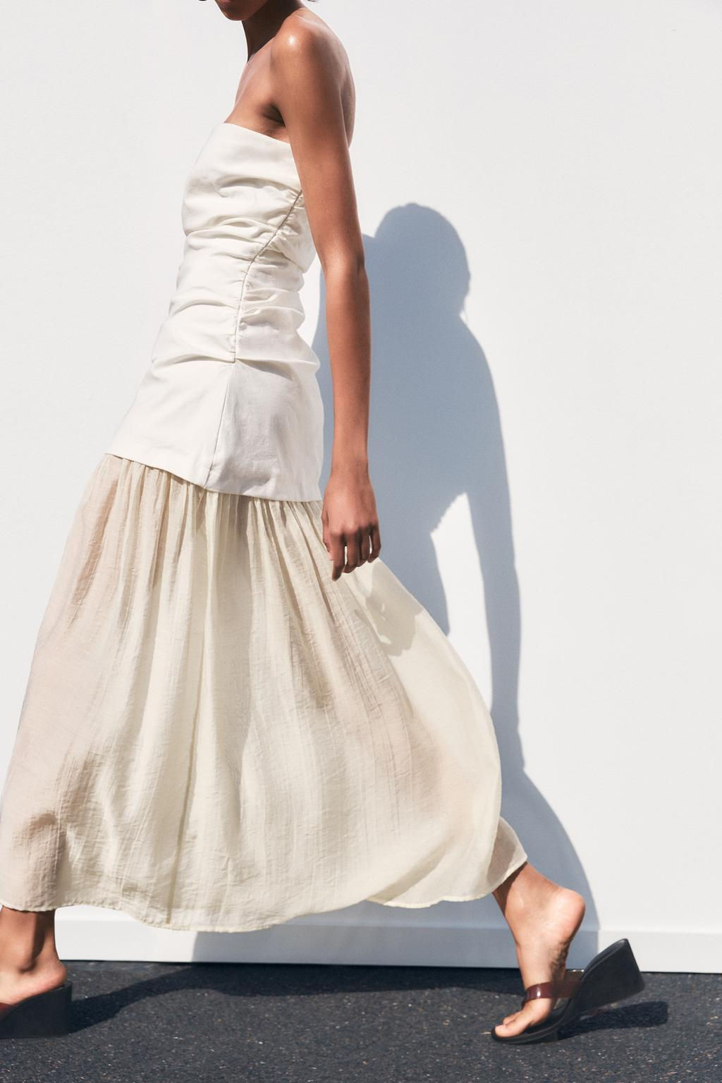CONTRAST STRAPLESS MIDI DRESS - Zara фото 4