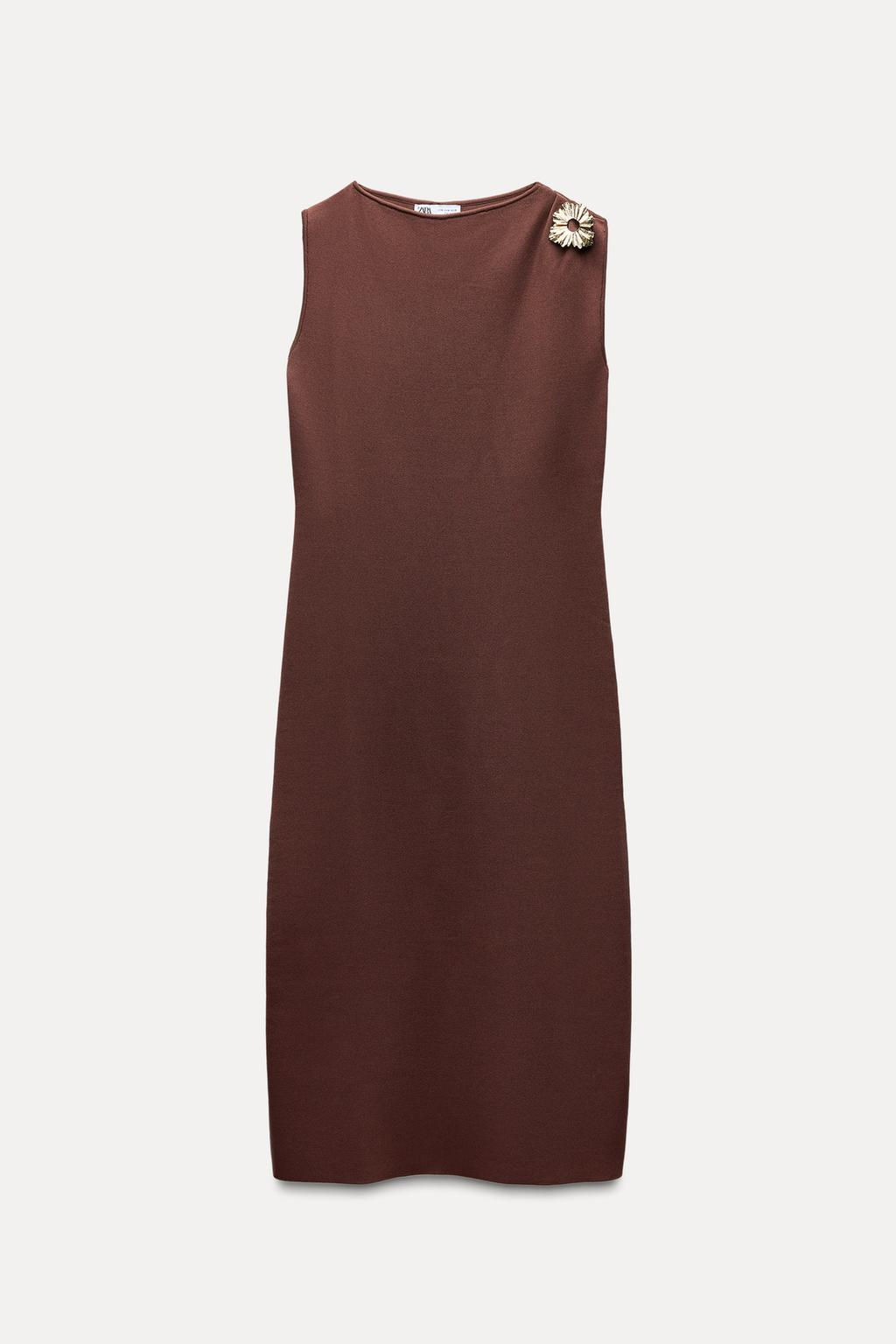 KNIT MIDI DRESS WITH GOLD APPLIQUE - Zara фото 3