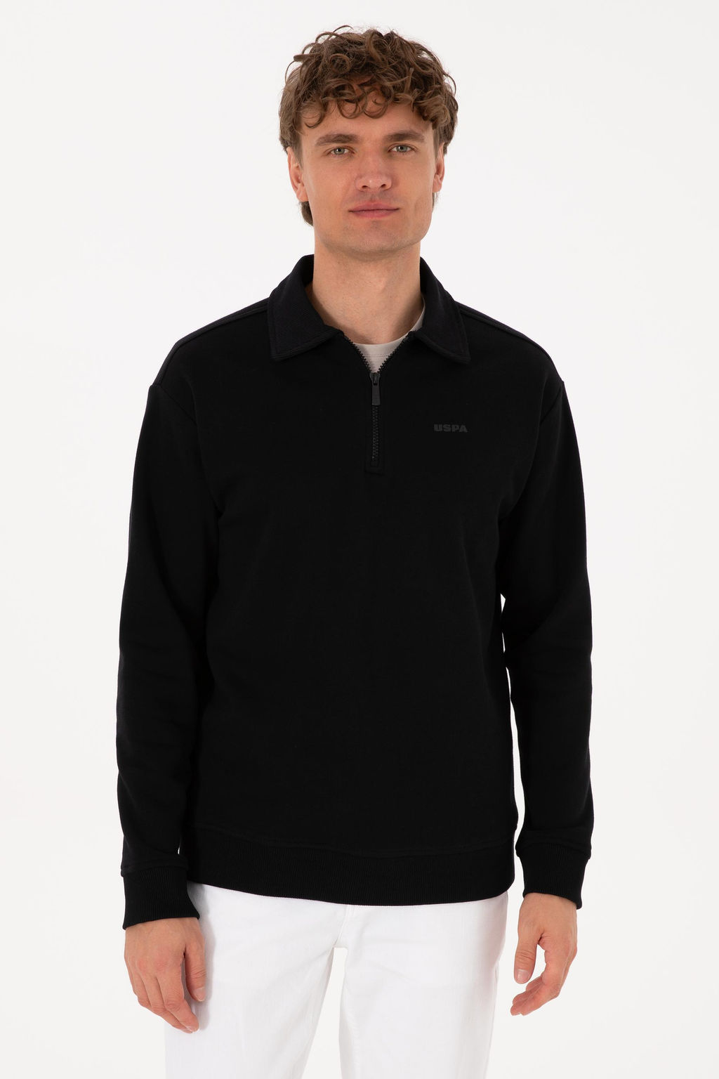 Erkek Regular Fit Yar_m Fermuarl_ Siyah Basic Sweatshirt - U.s. polo assn фото 3
