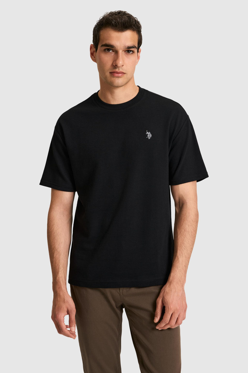 Erkek Comfort Fit Bisiklet Yaka Siyah Ti__rt
