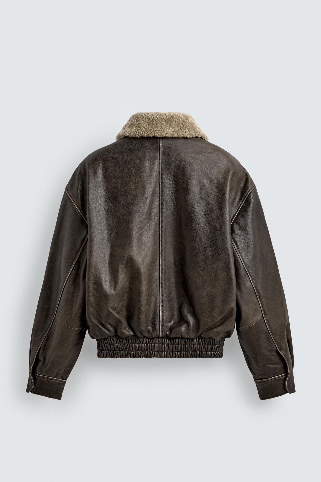 LIMITED EDITION LEATHER JACKET WITH CONTRAST COLLAR - Zara фото 8