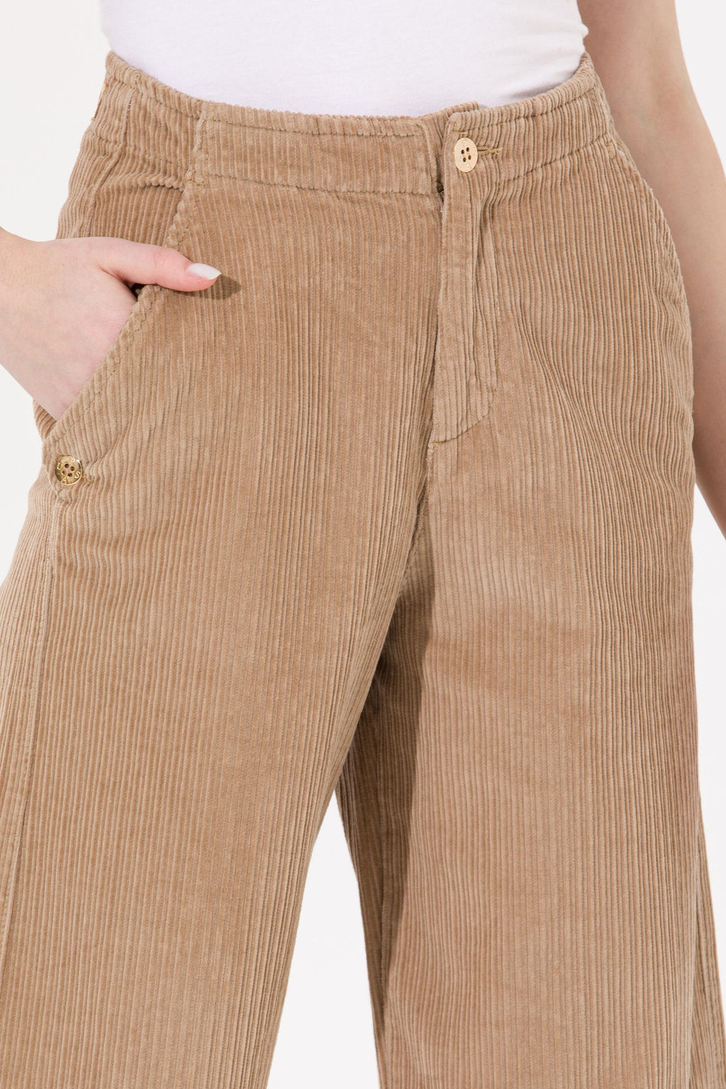 Kad_n Camel Flare Cropped Pantolon