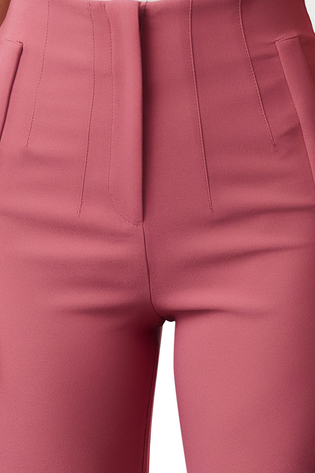 Gul Kurusu Cigarette Kal?p Pensli Yuksek Bel Bilek Boy Dokuma Kumas Pantolon TWOSS20PL0515