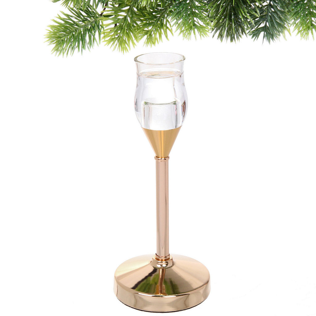 Цена за 4 шт. Подсвечник "GLASS" 3,3*9*22 см, Золото