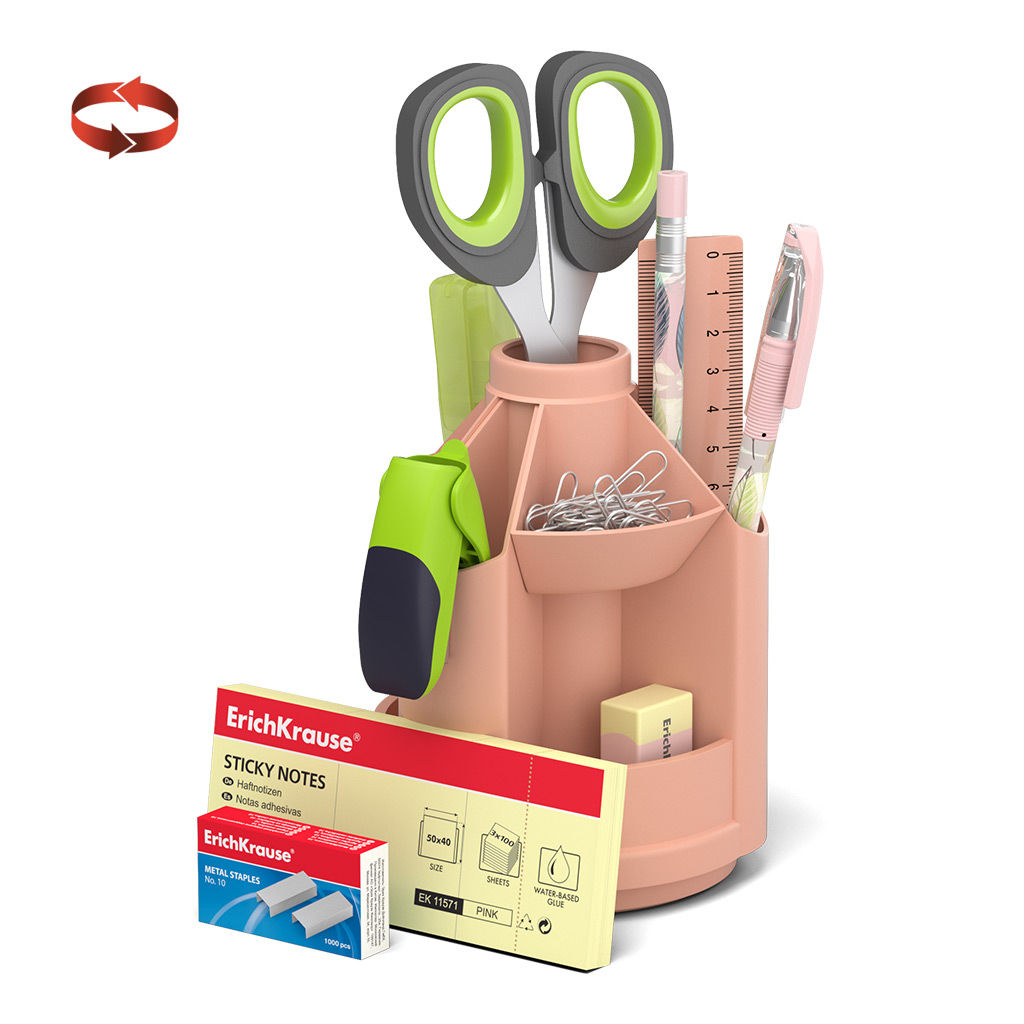 Цена за 1 шт. Набор настольный вращающийся пластиковый ErichKrause® Mini Desk, Powder, персиковый
