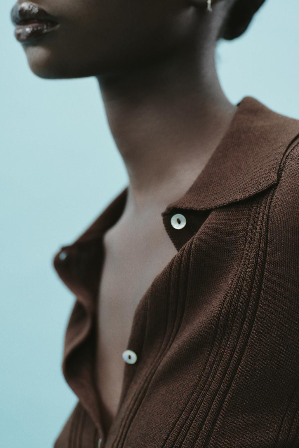 RIBBED POLO KNIT CARDIGAN - Zara фото 3