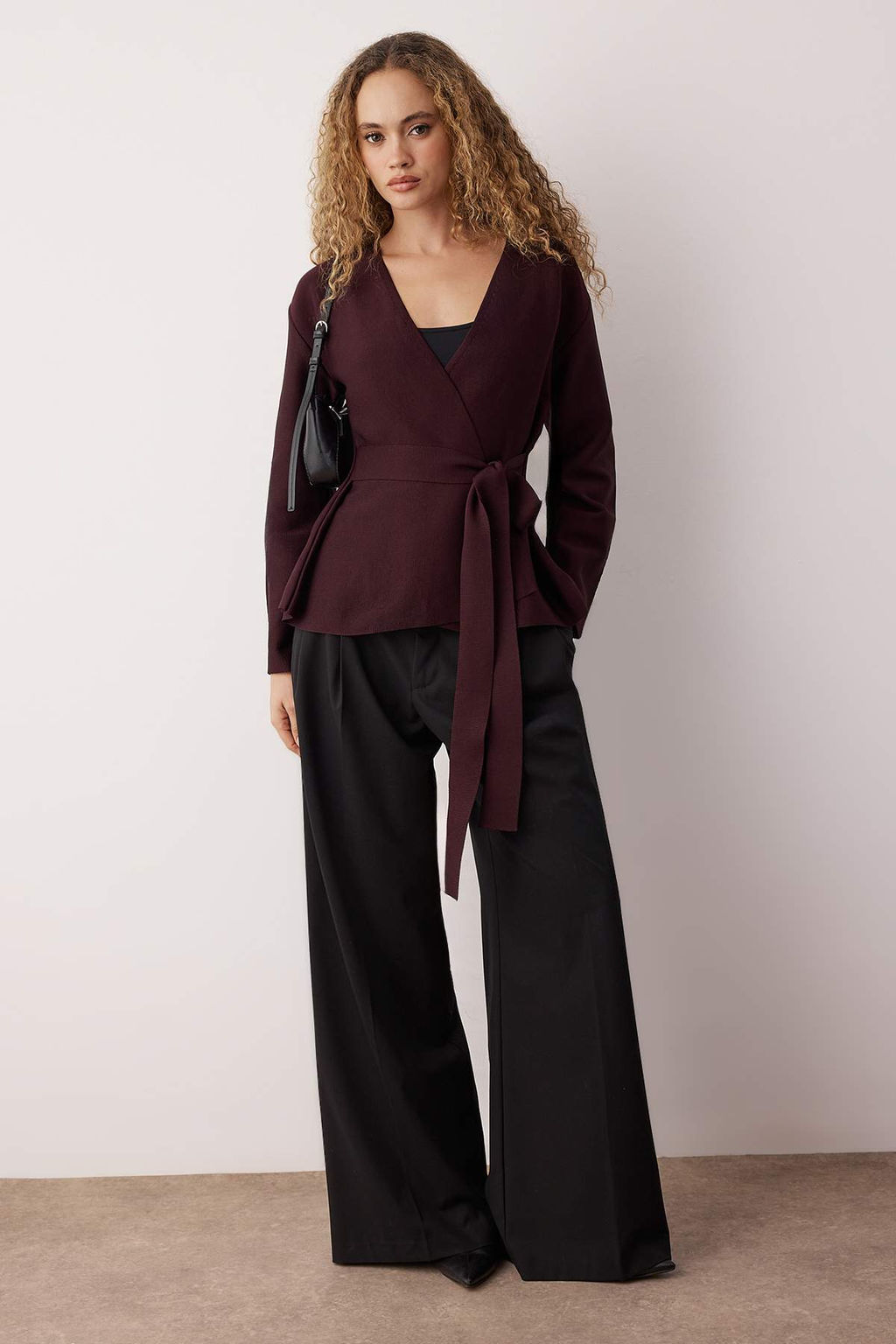 Bordo Kruvaze Baglama Detayl? Triko H?rka TWOAW26HI00241