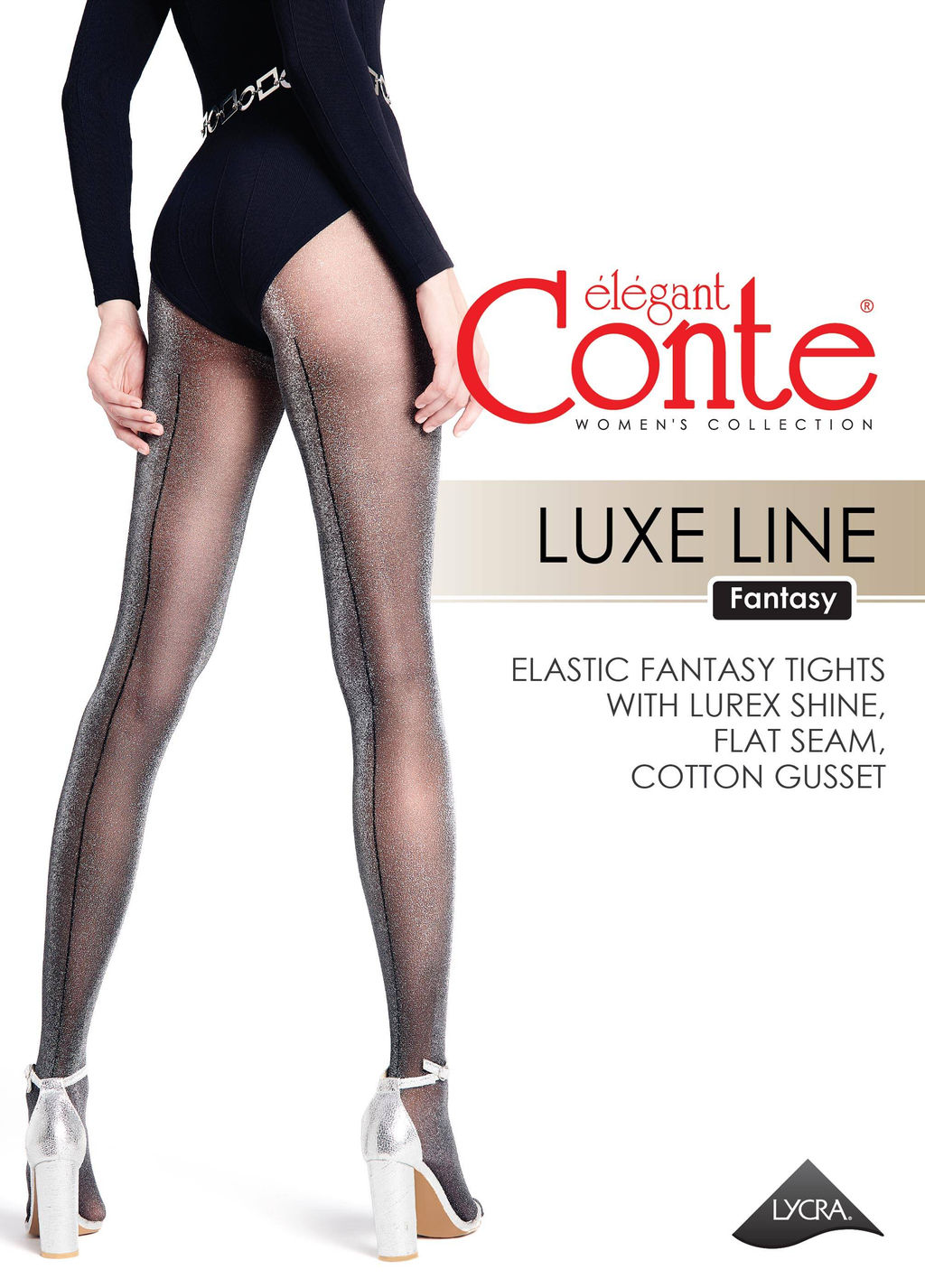 Колготки фантазийные CONTE LUXE LINE Колготки с люрексом и имитацией шва nero  фото 2