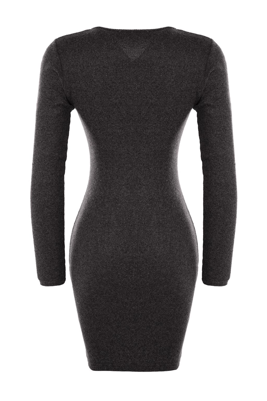 TRENDYOLMILLA Antrasit C?tc?t Detayl? Vucuda Oturan Kare Yaka Mini Fitilli Esnek Orme Kalem Elbise TWOAW23EL01393  фото 7