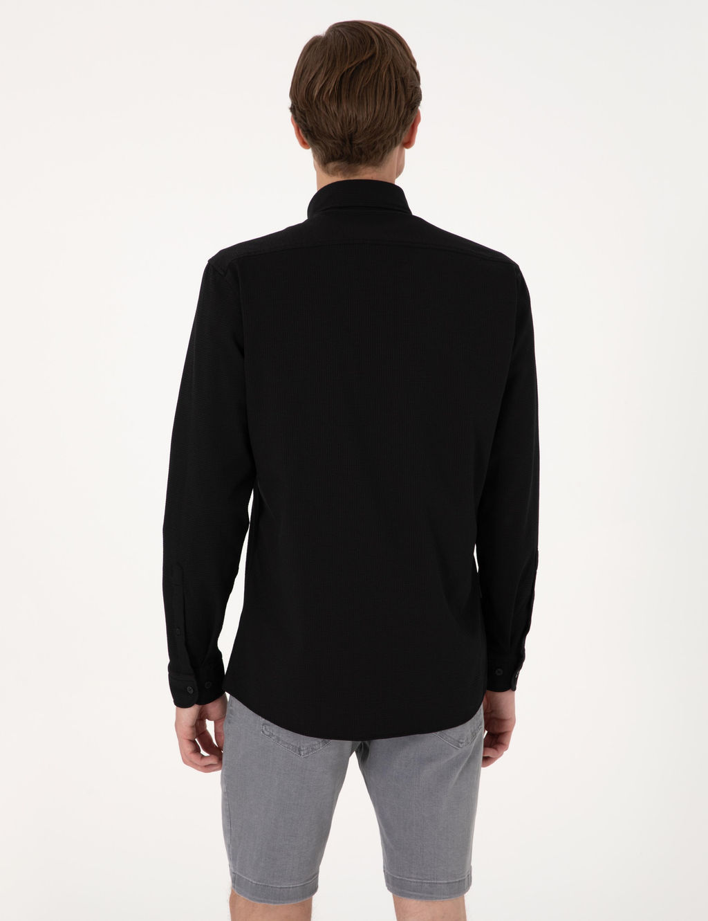 Siyah Slim Fit Uzun Kollu G_mlek - Pierre cardin фото 5